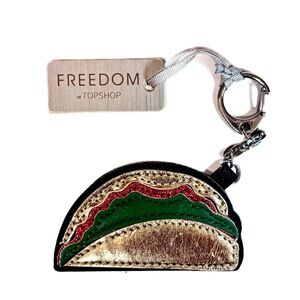 NEW - TOPSHOP Freedom Fun & Quirky Gold Taco Keychain Bag Charm